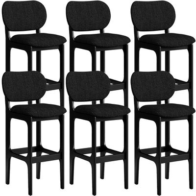 Kit 6 Banquetas Alta Bar Cozinha Sala Jantar Fixa Betta L02 Preto Linho Chumbo - Lyam Decor