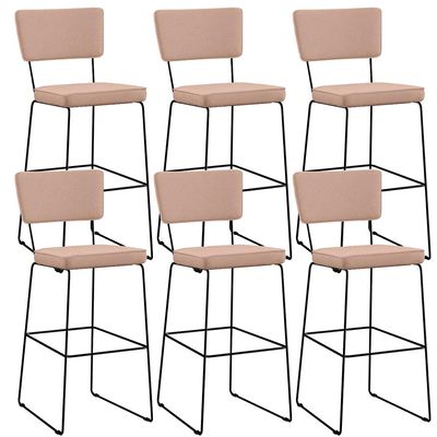 Kit 6 Banquetas Alta Para Cozinha Sala De Jantar Base em Aço Fixa Allana L02 Linho Rosê - Lyam Decor