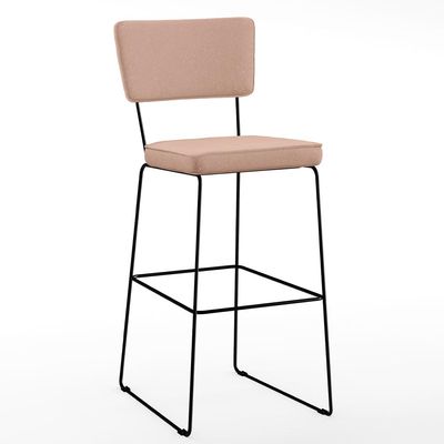 Kit 6 Banquetas Alta Para Cozinha Sala De Jantar Base em Aço Fixa Allana L02 Linho Rosê - Lyam Decor