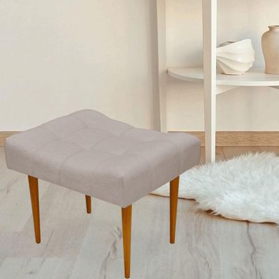 Puff Requinte L02 Capitone Banqueta Linho Bege Pés Palito - Lyam Decor