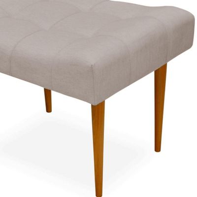 Puff Requinte L02 Capitone Banqueta Linho Bege Pés Palito - Lyam Decor