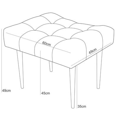 Puff Requinte L02 Capitone Banqueta Linho Bege Pés Palito - Lyam Decor