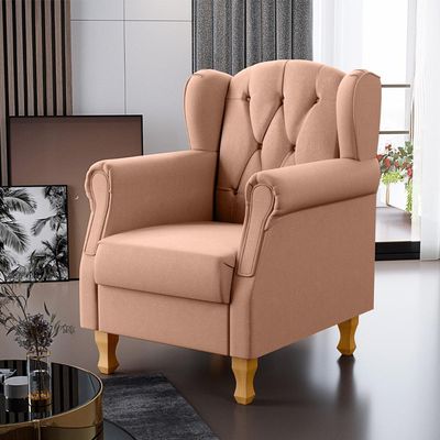 Poltrona de Amamentação Yara P02 Com Puff Paris Luis Xv L02 Linho Rosê - Lyam Decor