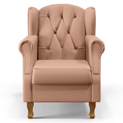 Poltrona de Amamentação Yara P02 Com Puff Paris Luis Xv L02 Linho Rosê - Lyam Decor