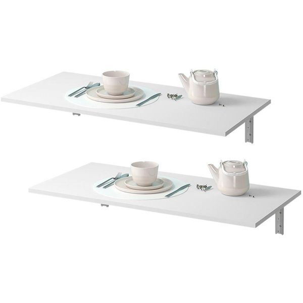 Kit 02 Mesas Dobráveis de Parede Cozinha Slim L03 Suspensa 68x45 BP Branco Fosco - Lyam Decor