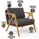 Kit 02 Poltronas Decorativas Pietra L02 Couríssimo Marrom Linho Cinza Escuro - Lyam Decor