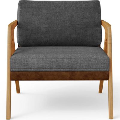 Kit 02 Poltronas Decorativas Pietra L02 Couríssimo Marrom Linho Cinza Escuro - Lyam Decor