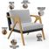 Poltrona Decorativa Sala Estar Pietra L02 Couríssimo Preto Linho Cinza - Lyam Decor
