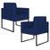 Kit 02 Poltronas Decorativas Sala Recepção Base Fixa Metal Helô L02 Suede Azul Marinho - Lyam Decor