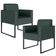 Kit 02 Poltronas Decorativa Sala Recepção Base Fixa De Metal Helô L02 Linho Verde Musgo - Lyam Decor