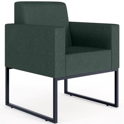 Kit 02 Poltronas Decorativa Sala Recepção Base Fixa De Metal Helô L02 Linho Verde Musgo - Lyam Decor