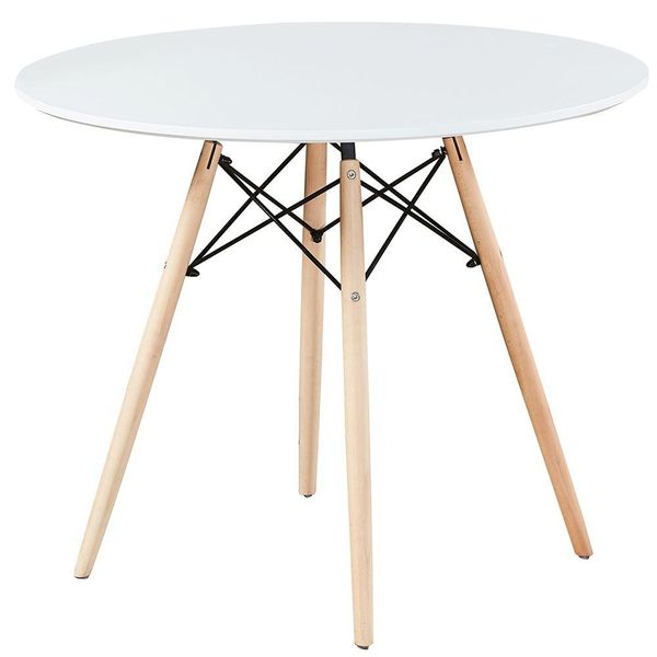 Mesa De Jantar Redonda Eiffel Charles Eames F03 100 cm Branco - Lyam Decor