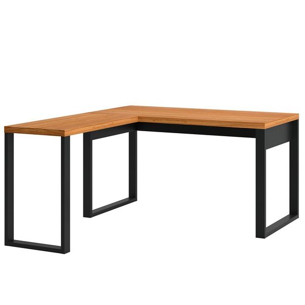 Mesa Escritório E Home Office em L Florence Industrial 135x157cm D03 Freijó Preto Fosco - Lyam Decor