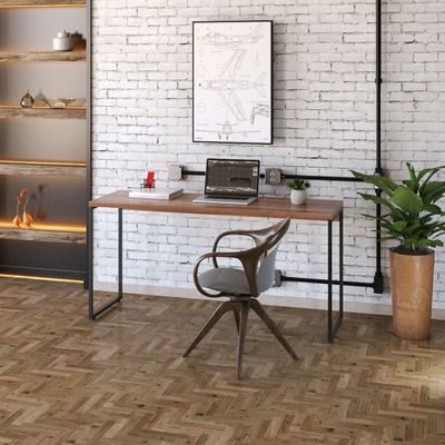 Mesa Para Escritório e Home Office Industrial Aspen 150 cm C01 Nogal - Lyam Decor