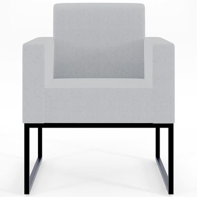 Poltrona Decorativa Para Sala Estar E Recepção Base Fixa De Metal Helô L02 Linho Cinza - Lyam Decor