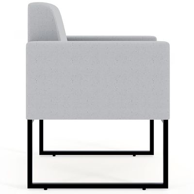 Poltrona Decorativa Para Sala Estar E Recepção Base Fixa De Metal Helô L02 Linho Cinza - Lyam Decor