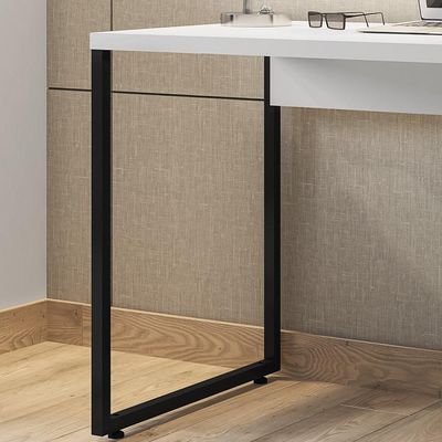 Mesa Para Escritório e Home Office Industrial Soft F01 Branco Fosco - Lyam Decor