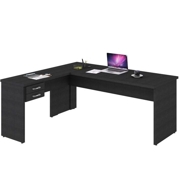 Mesa Para Escritório Home Office em L Diretor W30 C01 180x160cm Preto Onix - Lyam Decor