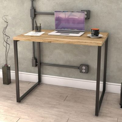 Mesa Para Escritório Home Office Estilo Industrial Form C01 90 cm Carvalho - Lyam Decor
