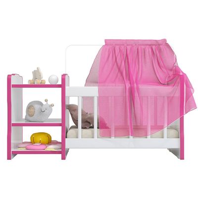 Berço Para Boneca Cristal Ursinho C02 Brinquedo Infantil Branco Rosa - Lyam Decor