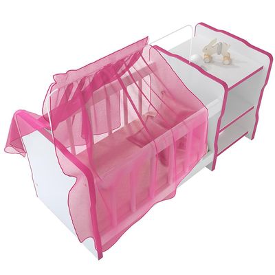 Berço Para Boneca Cristal Ursinho C02 Brinquedo Infantil Branco Rosa - Lyam Decor
