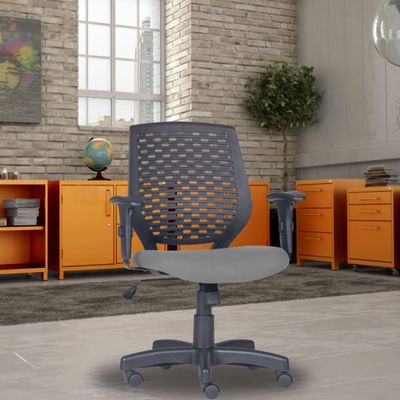 Cadeira de Escritório Giratória Executiva Ergonômica Tech L02 Corino Cinza - Lyam Decor