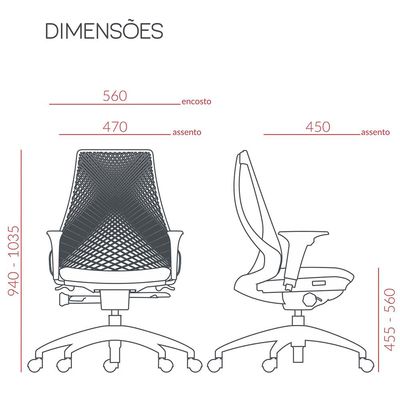 Cadeira de Escritório Presidente Giratória Executiva Ergonômica Kron P03 Crepe Preto - Lyam Decor
