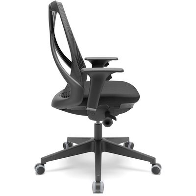 Cadeira de Escritório Presidente Giratória Executiva Ergonômica Kron P03 Crepe Preto - Lyam Decor