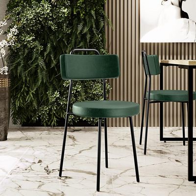 Cadeira Decorativa Estofada Para Sala De Jantar Barcelona F01 Couríssimo Verde Musgo - Lyam Decor