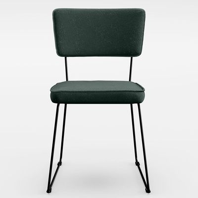 Cadeira Decorativa Estofada Para Sala De Jantar Base Aço Allana L02 Linho Verde Musgo - Lyam Decor