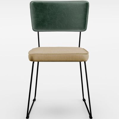 Cadeira Decorativa Estofada Sala Jantar Allana L02 Facto Verde Musgo Linho Bege Escuro - Lyam Decor