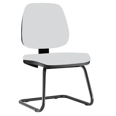 Cadeira Para Escritório Job L02 Fixa Couro Sintético Branco - Lyam Decor