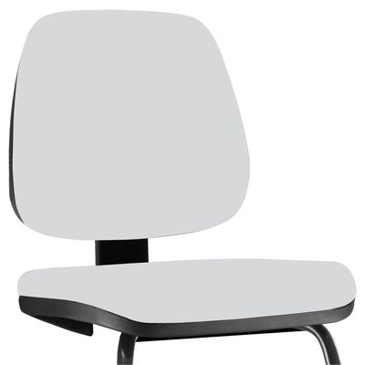 Cadeira Para Escritório Job L02 Fixa Couro Sintético Branco - Lyam Decor