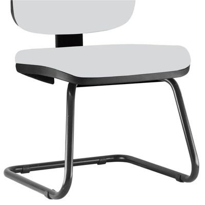 Cadeira Para Escritório Job L02 Fixa Couro Sintético Branco - Lyam Decor