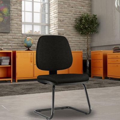 Cadeira Para Escritório Job L02 Fixa Couro Sintético Preto - Lyam Decor