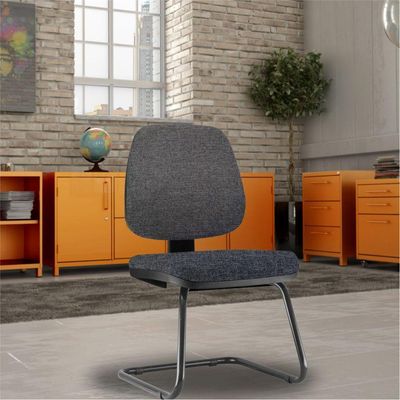 Cadeira Para Escritório Job L02 Fixa Linho Chumbo - Lyam Decor