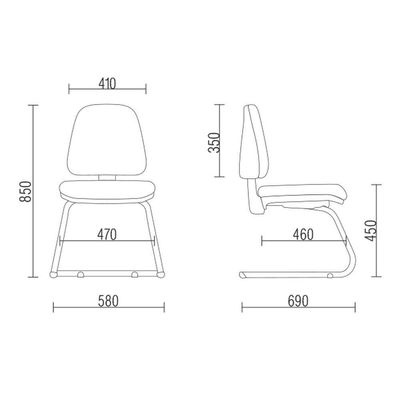 Cadeira Para Escritório Sky L02 Fixa Couro Sintético Preto - Lyam Decor