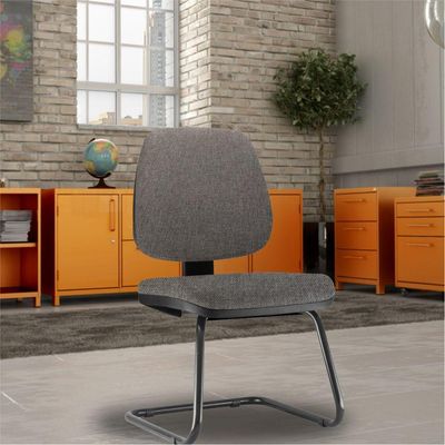 Cadeira Para Escritório Job L02 Fixa Linho Cinza Escuro - Lyam Decor