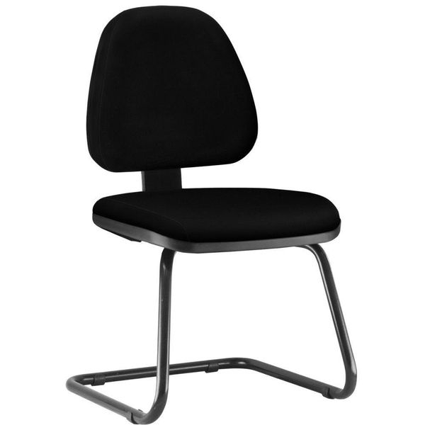 Cadeira Para Escritório Sky L02 Fixa Crepe Preto - Lyam Decor Cadeira Para Escritório Sky L02 Fixa Crepe Preto - Lyam Decor