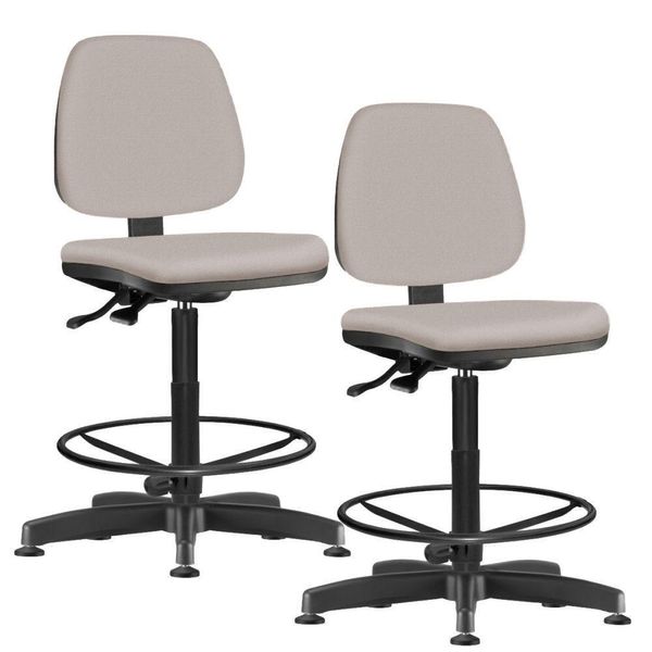 Kit 02 Cadeiras Caixa Alta Giratória Job L02 Linho Bege - Lyam Decor