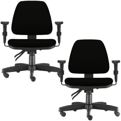 Kit 02 Cadeiras de Escritório Giratória Executiva Ergonômica Sky L02 Crepe Preto - Lyam Decor