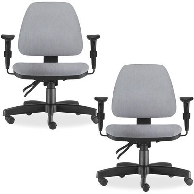 Kit 02 Cadeiras de Escritório Giratória Executiva Ergonômica Sky L02 Linho Cinza - Lyam Decor