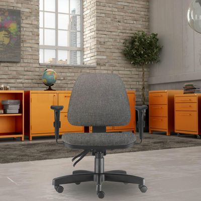 Kit 02 Cadeiras de Escritório Giratória Executiva Ergonômica Sky L02 Linho Cinza Escuro - Lyam Decor