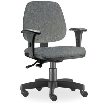 Kit 02 Cadeiras de Escritório Giratória Executiva Ergonômica Job L02 Linho Cinza Escuro - Lyam Decor