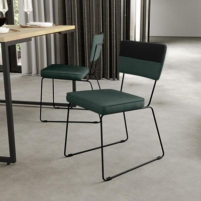 Kit 02 Cadeiras Decorativas Estofada Allana L02 Faixa Corano Preto Linho Verde Musgo - Lyam Decor