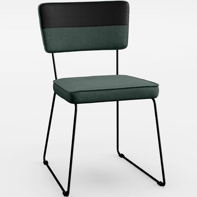 Kit 02 Cadeiras Decorativas Estofada Allana L02 Faixa Corano Preto Linho Verde Musgo - Lyam Decor