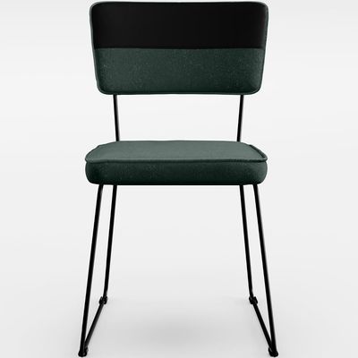 Kit 02 Cadeiras Decorativas Estofada Allana L02 Faixa Corano Preto Linho Verde Musgo - Lyam Decor
