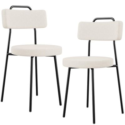 Kit 02 Cadeiras Decorativas Estofada Para Sala De Jantar Barcelona F01 Linho Bege - Lyam Decor