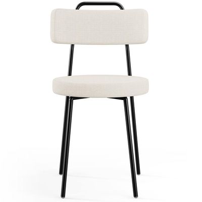 Kit 02 Cadeiras Decorativas Estofada Para Sala De Jantar Barcelona F01 Linho Bege - Lyam Decor