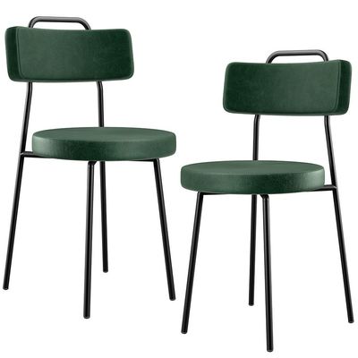 Kit 02 Cadeiras Decorativas Para Sala De Jantar Barcelona F01 Couríssimo Verde Musgo - Lyam Decor